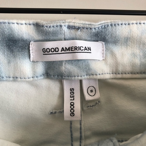 Good American Good Legs Cloud Tie-dye Raw Hem High Rise Jeans Size 18 - Picture 5 of 8